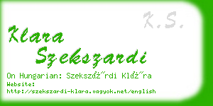 klara szekszardi business card